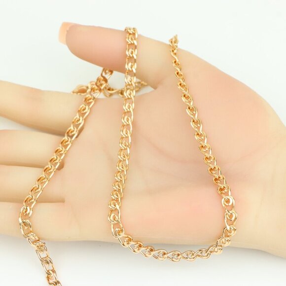 Bold Rose Gold Curb Chain Necklace Polished Statement Piece, XPNL0285 - Picture 3 of 12